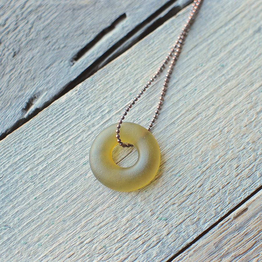 Amber Wine Bottle Ball Chain Necklace
