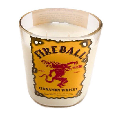 Fireball Whisky Reclaimed Bottle Candle