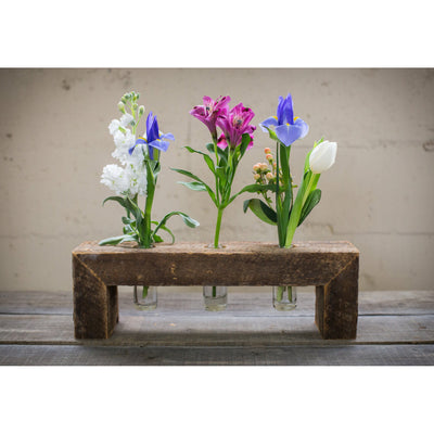 Three Bottle Floating Wood Flower Stand