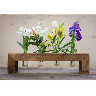 Four Bottle Floating Wood Flower Stand