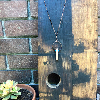 Barrel Wood Circle Pendant Necklace