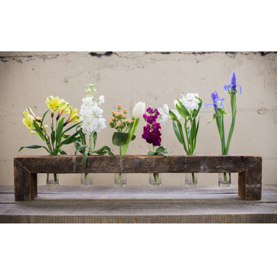 Six Bottle Floating Wood Flower Stand