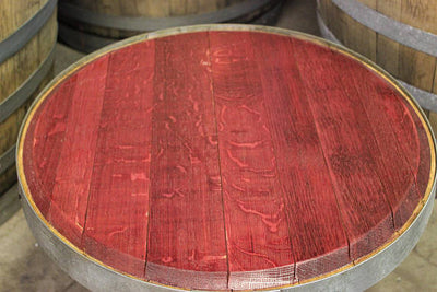 Red Wine Barrel Head Side Table