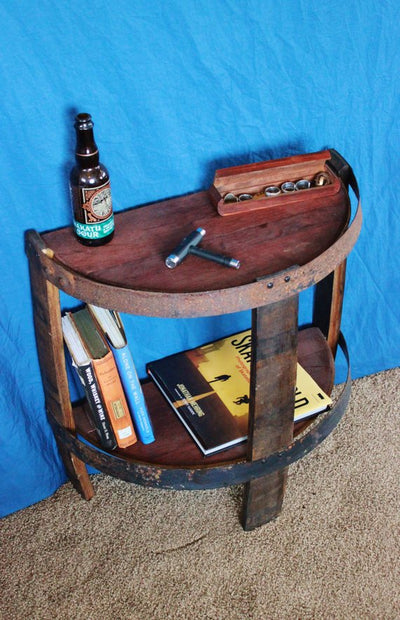 Whiskey Half Barrel Open End Table