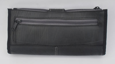 Recycled Rubber Women's Wallet (Black, Grey) - Back