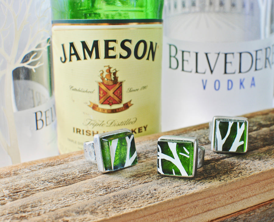 Recycled Jameson & Grey Goose Bottle Glass Ring