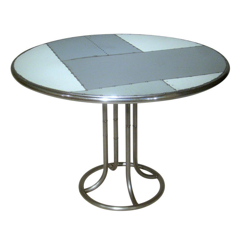 Round Reclaimed Scrap Metal Dining Table (4-point legs)