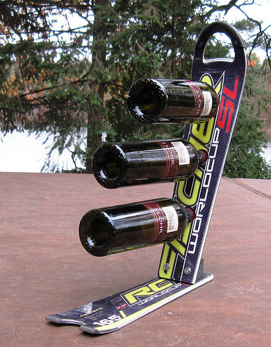 Snow Ski Wine Rack 3 Bottle (Black Fisher)