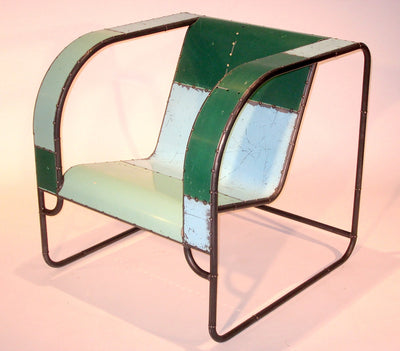 Reclaimed Metal Green Club Chair